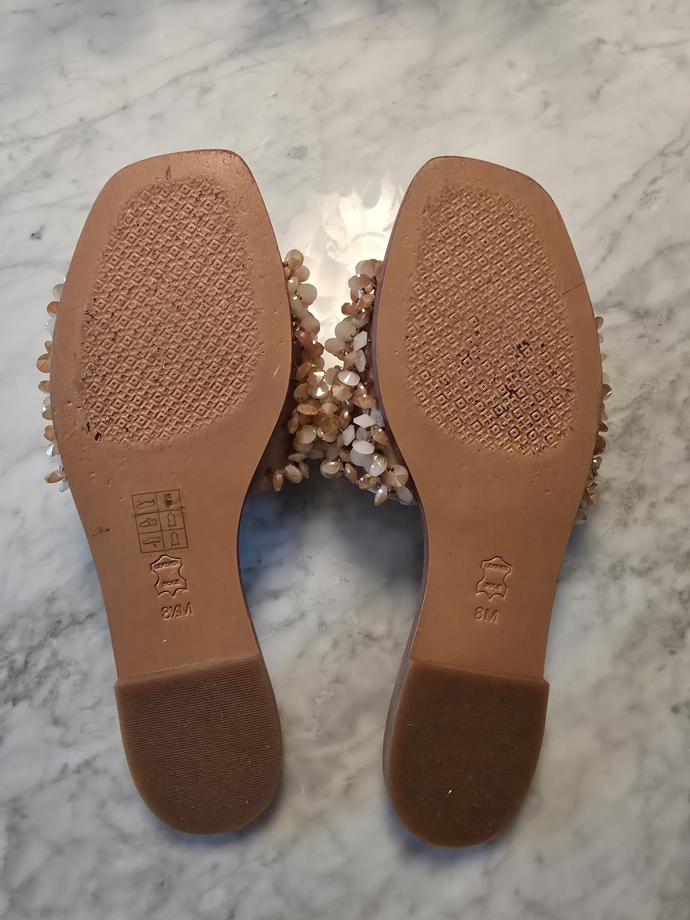 Tory Burch Beige Embellished Slide Sandals - Picture 4 of 4